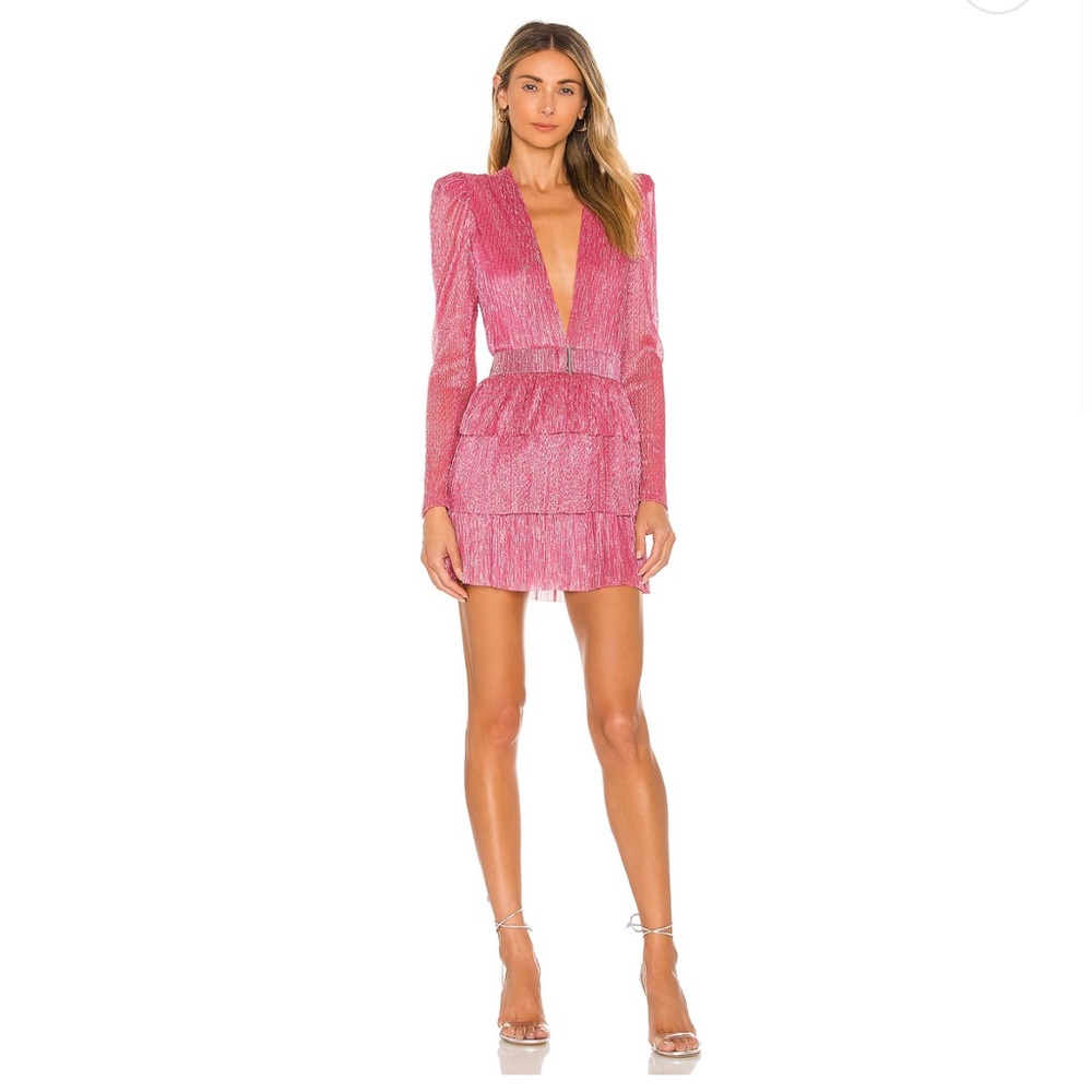 X Revolve Carry Mini dress in hot pink
REVOLVE Shimmering Pink Long Sleeve Dress